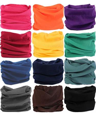 VANCROWN Neck Gaiter Headband Headwear Head Wrap Face Mask Magic Scarf Bandana for Men and Women 12pcs.solid Color.4