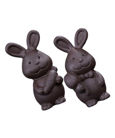Alipis 2pcs Tea Pet Ornament Rabbit Purple Clay Ceramics