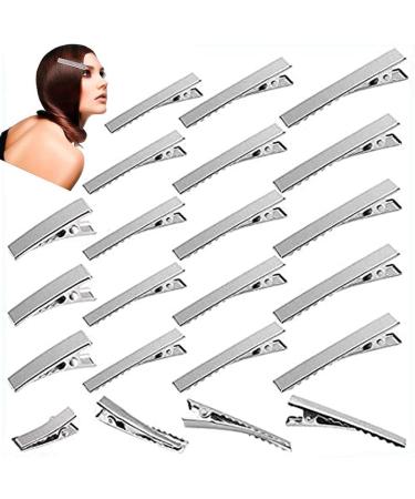 Alligato Hair Clips, 60 Pcs Alligator Metal Clips for Bows Flat Top with Teeth, 3 Sizes Single Prong Silver Bulk Alligator Bow Clips for Bows Making Crafts Silver 60 PCS