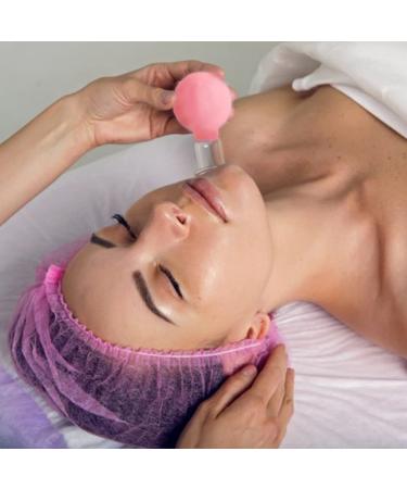 Glass Facial Cupping Set - 2 Piece Silicone Vacuum Suction Cups for Face, Back, Shoulder - Pink - Buy Online on GoSupps.com