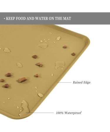 Reopet Waterproof Silicone Feed Mats for Pets - Elevated Edges 53x37 cm Khaki - Perfect for Dogs & Cats - International Shipping Available - Buy Online on GoSupps.com