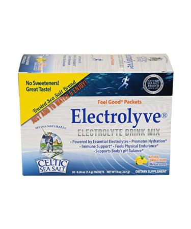 Celtic Sea Salt Electrolyve Powder Packets, Real Lemon Flavor, 30Count 30 Packets