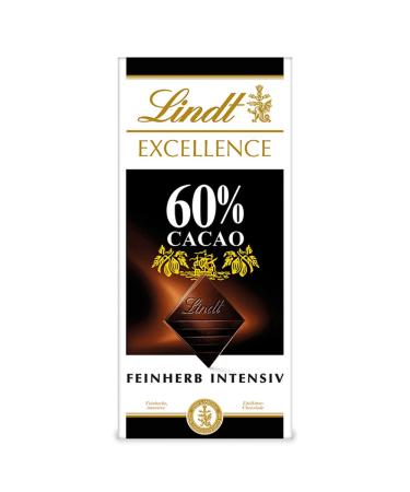 Lindt Excellence 60 % cocoa - fine -torn fine bitter chocolate |100 g Tafel |Full-bodied bitter chocolate |Intensive cocoa taste |Dark chocolate |Vegan chocolate |Chocolate gift Excellence 60% - Buy Online on GoSupps.com