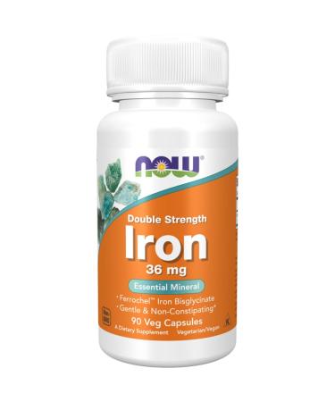 Now foods double strength iron 36mg iron bisglycinate depot high dose every 2 days 1 capsule 90 vegan capsules laboratory tests vegetarian gluten -free soyafrei without genetic engineering