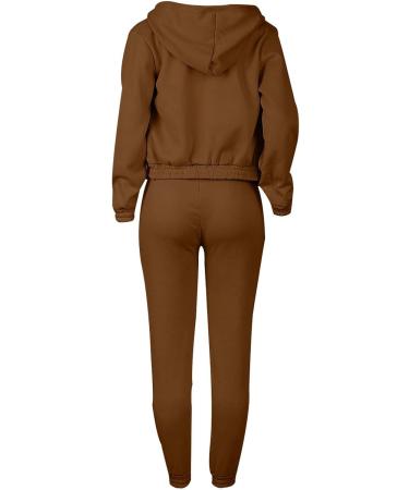 Shop Women's Long-Sleeved Jogging Suit Set | Hooded Sweater & Pants | Stylish Leisure Sportswear - Brown XL - Buy Online on GoSupps.com