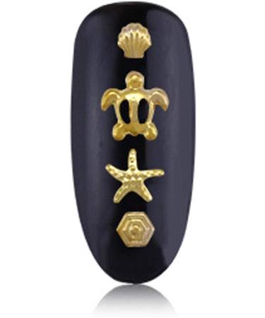 200 Count/pack 3d Gold Metal Nail Studs Stickers Glitter Nail Art Charm Kit Mixed Accessories for Women Girl Diy Nail Design Jewelry Craft Decoration Sea Series Ocean - Buy Online on GoSupps.com