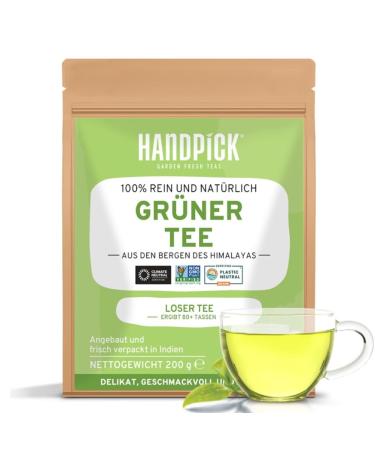 Hand pick green tea loose sheet (200g/7oz) brew +100 cups |Non-GVO 100% pure green tea leaves from the Himalaya India |Reconcilable Ziplock bag |Tea loose loose tea green tea 7 ounce (pack of 1)