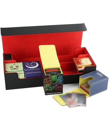 Scimi Premium Trading Card Storage Box - Holds 800+ Sleeved Cards - for MTG, YuGiOh, Uno, Pokemon, Sport Cards - with Mat Case and Strong Magnet Closure - Black & Red - Buy Online on GoSupps.com