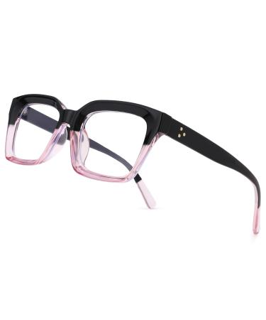 Per acme blue light filter glasses without strength women men large frame blue light filter glasses computer glasses b8 black pink 50 millimeter