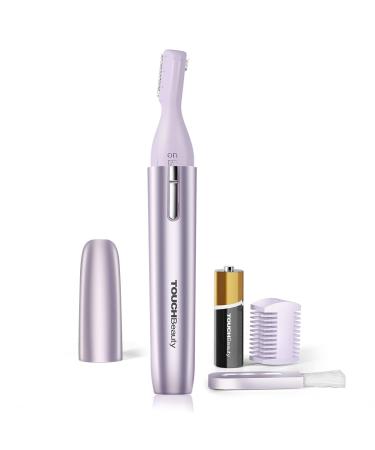 TOUCHBeauty Eyebrow Hair Trimmer for Women Painless Precision Eyebrow Shaper Pen-Shaped Hair Remover Razor for Face Chin Neck Upper-Lip Peach-Fuzz Mini Sized Battery-Operated Purple Color 1658A