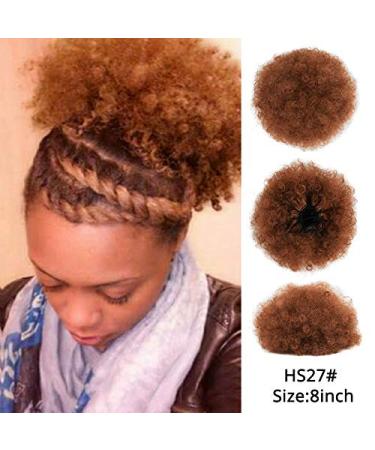 Natural Clip In Afro Hair Bun | Jet Black Purple Blue Synthetic Kinky Curly Puff Ponytail Extension - 8 Inches for Women - Buy Online on GoSupps.com