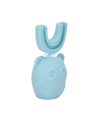 Electric children's toothbrush Automatic lightening toothbrush for children with flashing lights U-shaped brush head IPX7 waterproof (blue)