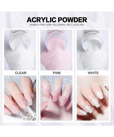 Acrylic Powder Liquid Monomer for Acrylic Nail Extension Nail Carving Pink Clear White Nude Non-Yellowing Nail Art Set - (Color: Nude Pink) - Buy Online on GoSupps.com