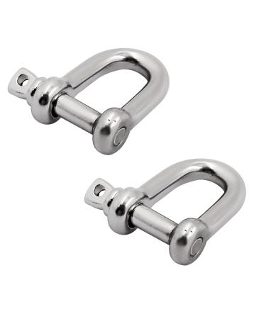 SHENGHUISS 2 Pack 5/16 Inch, 3/8 Inch,1/2 Inch (3 Sizes) D Shackle Stainless Steel 316 Marine Hardware Boat Anchor Dee Ring Forged Shackle 3/8 inch - 2 Pack