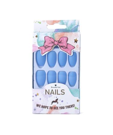 Brishow Blue Matte Ballerina Press-On Nails - 24PCS Short Artificial Acrylic Nails for Women & Girls - Buy Online on GoSupps.com
