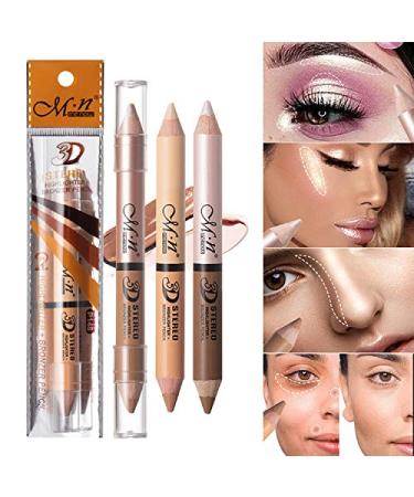 MEICOLY Highlight Contour Stick 6 Color Double-Headed Face Bronzer & Shimmer Cream Pen | 3D Contour Set with Pencil Sharpener - Buy Online on GoSupps.com