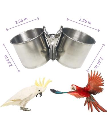 Texsens Bird Feeding Cups - Stainless Steel Parrot Food and Water Bowls with Clamp Holder for Small Birds and Animals - Buy Online on GoSupps.com