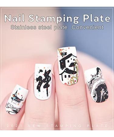 KADS Nail Stamping Plate Chinese Style Nail Art Stamp Template bamboo Lotus DIY Image Template Manicure Stamping Plate Stencil Tools (CN028) - Buy Online on GoSupps.com