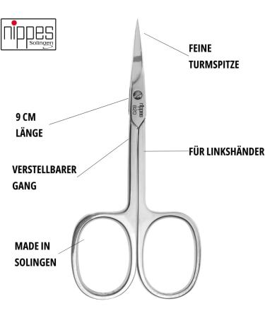 nippes Solingen Cuticle Scissors with Curved Tip for Left-Handed Users Nickel-Plated 9 cm with Clasp Straw and Hardened Tip Pedicure and Manicure for Removing Unnecessary Cuticles - Buy Online on GoSupps.com