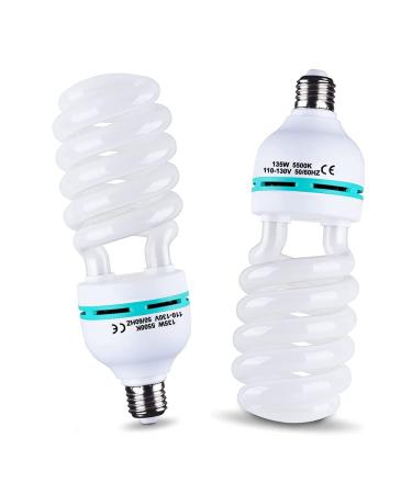 2Pcs 135W Light Bulb 5500K CFL Roas Daylight Spiral Softbox Lighting Kit Bulb in E27/E26 Socket for Photography Photo Box (85w-2p), 135w-2p - Buy Online on GoSupps.com