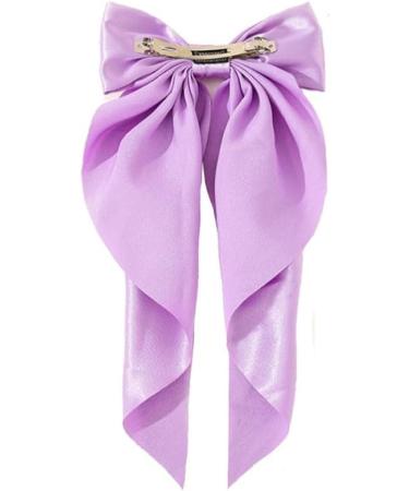 Women Bowknot Hair Clip Vintage Satin Bow Barrette Hairclip Long Tail Headwear Hair Accessories for Ladies Big Bowknot Hairpin (Purple) - Buy Online on GoSupps.com