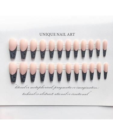 24Pcs/Set Press On Nails Halloween Black French Long CobWeb Style False Nails Acrylic Fake Nails Full Cover Nails Tips Artificial Finger Manicure Press on nails for Women and Girls - Buy Online on GoSupps.com
