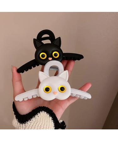 Large Cat Hair Claw Clips for Women & Girls - Matte Hair Claws Clips Set in White and Black - Styling Accessories for Girls - Buy Online on GoSupps.com