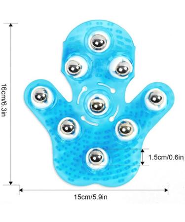 Roysmart Palm Shaped Massage Glove - 9 Roller Ball Stress Relief Massager for Body (Blue) - Buy Internationally - Buy Online on GoSupps.com