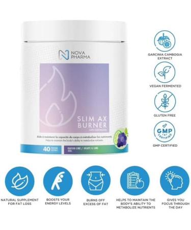 Nova Pharma Pre Workout Powder - Garcinia Cambogia - L Carnitine Supplement - Chromium Supplement - 40 Servings (Grape and Lime) - Buy Online on GoSupps.com