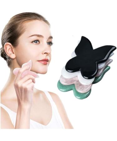 Shop Jade Stone Gua Sha Facial Tool - Butterfly Shape Massager for Reducing Wrinkles & Puffiness | Light Red Color - Buy Online on GoSupps.com
