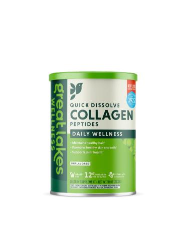 Great Lakes Wellness Collagen Peptides Powder Supplement for Skin Hair Nail Joints - Unflavored - Quick Dissolve Hydrolyzed, Non-GMO, Keto, Paleo Friendly, Gluten-Free - 10 oz Canister Unflavored 10 Ounce (Pack of 1)