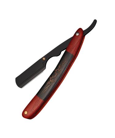 Minkissy foldable razor manual beard shaver razor holder razor with a straight blade mustache mustache barbecy bearing shears razor rustproof steel knife holder ebony man