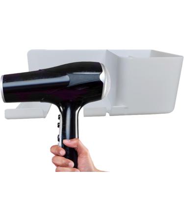 Hair Dryer Organizer | Adhesive Hair Dryer Hanger Blow Dryer Holder | Mark Hair Styling Care Tool Organizer with 3 Compartment and Plug Hook for Wall Second Generation Hair Dryer Rack White - Buy Online on GoSupps.com