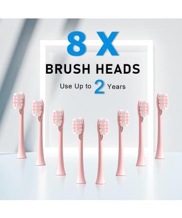 HAXAYOLO Rechargeable Electric Toothbrush with 8 Brush Heads, 6 Cleaning Modes, Smart Timer - Pink - Buy Online on GoSupps.com