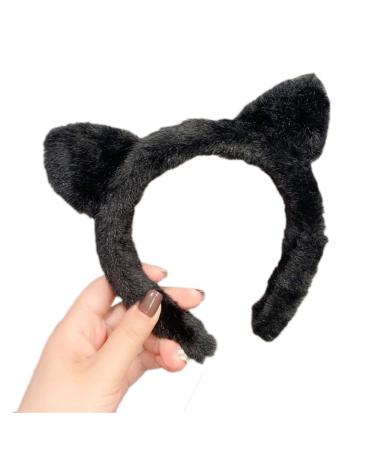 TQUXNGA Cat Ear Hair Hoop Woman Casual Skincare Makeup Headband for Home Travel s Cosplay Hair Accessories Black