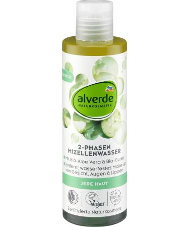 alverde NATURKOSMETIK Eau micellaire 2 phases 200 ml Nettoyage et soin doux pour peaux normales