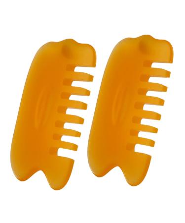 FOMIYES 2pcs Comb Multitools Scraping Acupuncture Head Massager Hairbrushes With Wide Teeth Gua Sha Scratching Sandition Scraping Tool Heat Jade Massage Board Beeswax Whole Body 9.5X5.8X1cm Orange