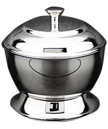 Stainless steel shave shell lid new model by Haryali London Chrom gilded finish practical with lid - comfortable for holding & build foam - Great Addition until every wet Shaver's collection