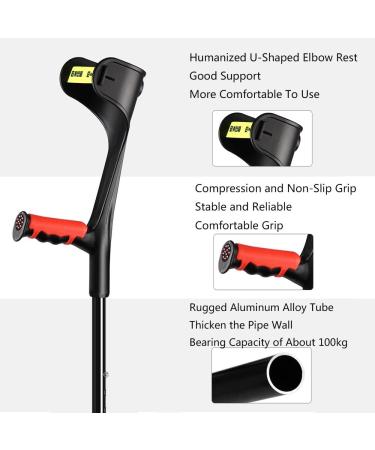 1 Pair of Forearm Crutches Crutches for Adults Comfortable Grip Crutches for Walking Heavy Duty Non-Slip Rubber Feet Mobility Aid for Elderly Seniors & Handicap Black It's so Kind of You Safehappy - Buy Online on GoSupps.com