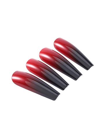 Handcess Coffin Glossy False Nails - Long Black and Red Ballerina Press-On Nails Gradient Acrylic Art Full Cover (24PCs) for Women & Girls - Buy Online on GoSupps.com