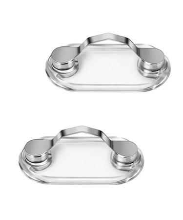 Sertay magnetic glasses holder 2 pieces ID card holder ID name bathroom metal can be attached to clothing for glasses sunglasses reading glasses headphones (silver white)