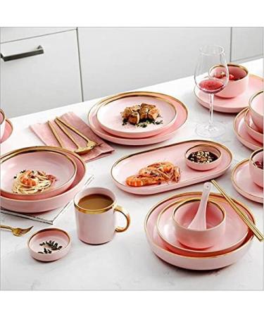 Ceramic Tableware Gilt Rim Pink Porcelain Dinner Plate Set Kitchen Plate Ceramic Tableware Food Dishes Rice Salad Noodles Bowl Mug Cutlery Set 1pc (Color : Cutlery Set) - Buy Online on GoSupps.com