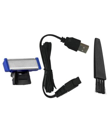 Razor head replacement charger and brush for electric solo razing cleaning Bursh USB data cable Power Trimmer Solo Head Micro Touches replacement loading line (1-shaving head & cable & brush) 1Shaver Head+Cord+Brush