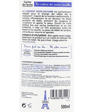 Corine de Farme Oil Limescale Liniment | Baby Changing Care | Organic Ecocert Cosmos Certification | Fragrance Free Preservative Free Mineral Oil | Irritation Prevention and Redness | Pack of 4 - Buy Online on GoSupps.com