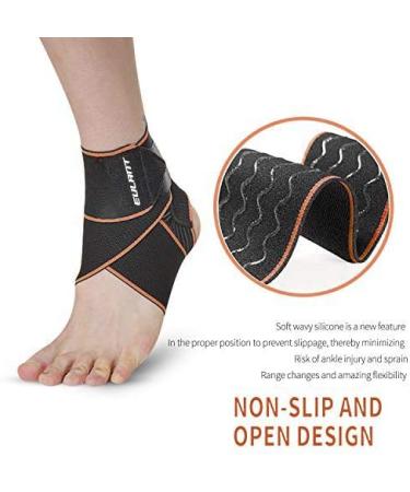 Buy Eulant Adjustable Ankle Bandage - Anti-Slip Silicone Stripes Elastic Foot Support for Volleyball Football & Running - 2 Pieces 85cm Orange - Buy Online on GoSupps.com