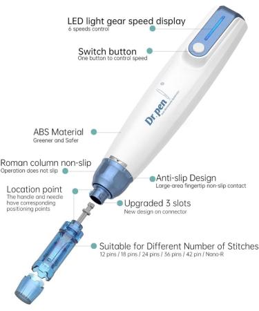 Dr. Pen Ultima A9 Wireless Derma Beauty Pen Kit - 0.25mm 12pins & 36pins + Round Nano (2 each) - Skin Care Tool - Buy Online on GoSupps.com