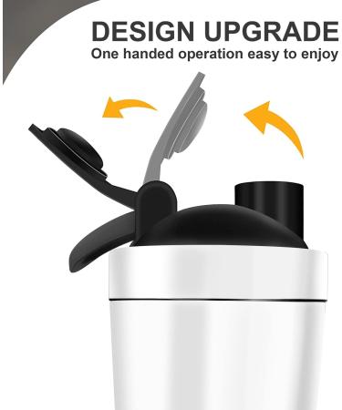 ROCKY&CHAO Stainless Steel Protein Shaker 700ml + 200ml - Double Wall Mixer with Powder Compartment & Ball - Ideal for Fitness & Sports (White) - Buy Online on GoSupps.com