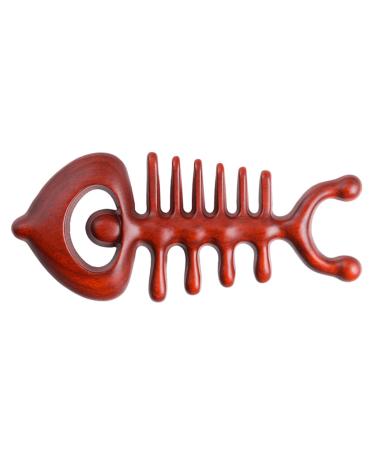 Fomiyes fishing bones shaped massager wide gua-sha ridge creative massage comb scalp crested wood massage comb for the body massage comb wood fishing ridge rosewood meridian