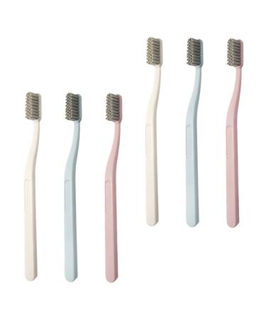 Coolhiya 6 pieces stiff brush for teeth spots oral care toothbrushes for adult tooth cleaning hard bristle manual toothbrushes for adult tooth cleaning