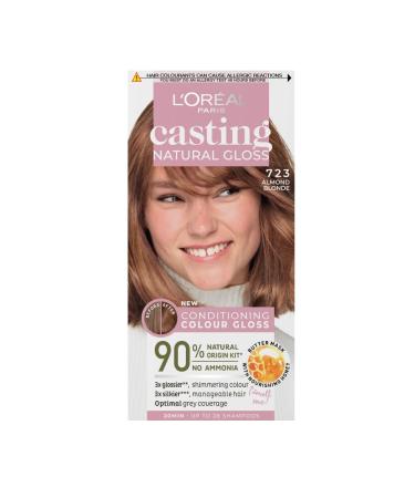L'Oreal Paris Ammonia Free Semi-Permanent Hair Dye 723 Blonde Amande Glossy Hair Colour Natural Looking Finish For up to 28 Shampoos Casting Natural Gloss 1 Application